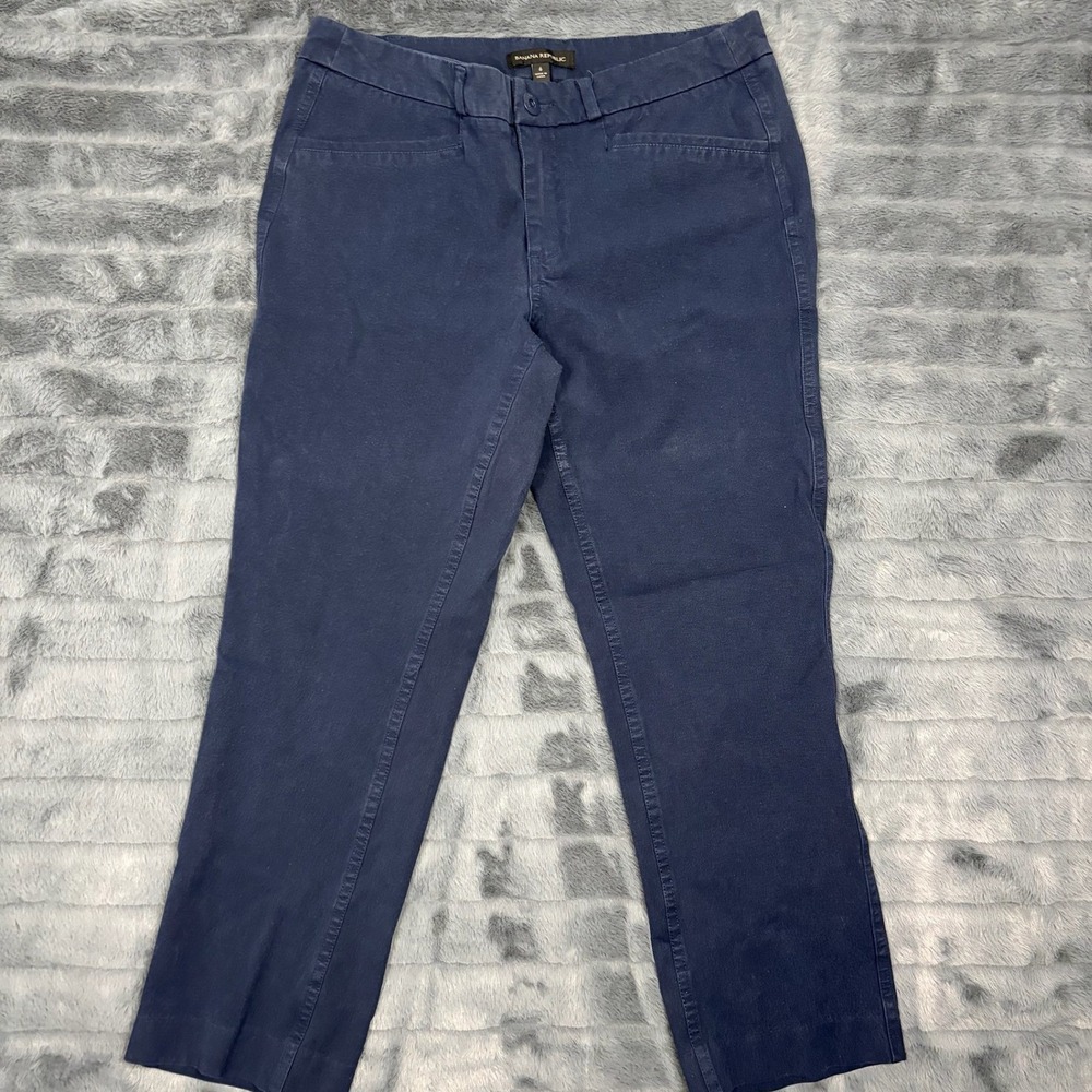 Banana Republic Navy Blue Chino Pants Womens 6 Stretch Cotton Blend Trousers